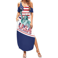 4th Of July United States Summer Maxi Dress USA 250 Years Anniversary Statue Of Liberty