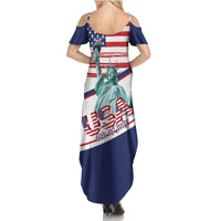 4th Of July United States Summer Maxi Dress USA 250 Years Anniversary Statue Of Liberty