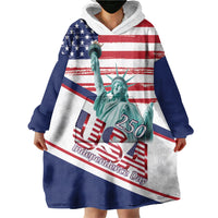 4th Of July United States Wearable Blanket Hoodie USA 250 Years Anniversary Statue Of Liberty