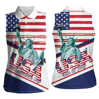 4th Of July United States Women Sleeveless Polo Shirt USA 250 Years Anniversary Statue Of Liberty