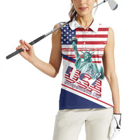 4th Of July United States Women Sleeveless Polo Shirt USA 250 Years Anniversary Statue Of Liberty
