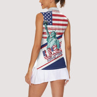 4th Of July United States Women Sleeveless Polo Shirt USA 250 Years Anniversary Statue Of Liberty