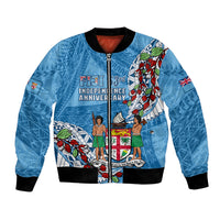 Fiji Day Bomber Jacket Fijian Tagimaucia Flower Polynesian Mix Tapa Pattern - Wonder Print Shop