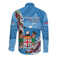 Fiji Day Long Sleeve Button Shirt Fijian Tagimaucia Flower Polynesian Mix Tapa Pattern - Wonder Print Shop