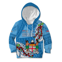 Personalised Fiji Day Kid Hoodie Fijian Tagimaucia Flower Polynesian Mix Tapa Pattern - Wonder Print Shop