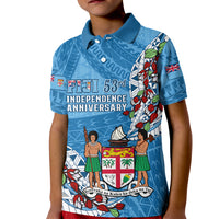 Personalised Fiji Day Kid Polo Shirt Fijian Tagimaucia Flower Polynesian Mix Tapa Pattern - Wonder Print Shop