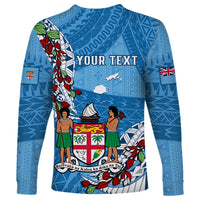 Personalised Fiji Day Long Sleeve Shirt Fijian Tagimaucia Flower Polynesian Mix Tapa Pattern - Wonder Print Shop