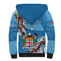 Personalised Fiji Day Sherpa Hoodie Fijian Tagimaucia Flower Polynesian Mix Tapa Pattern - Wonder Print Shop