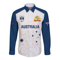 Australia Cricket Long Sleeve Button Shirt 2023 Ashes Go Aussie Indigenous Art - Wonder Print Shop