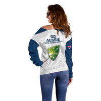 Australia Cricket Off Shoulder Sweater 2023 Ashes Go Aussie Indigenous Art - Wonder Print Shop