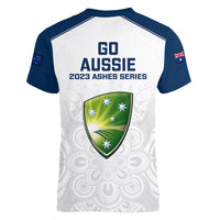 Australia Cricket Women V Neck T Shirt 2023 Ashes Go Aussie Indigenous Art - Wonder Print Shop