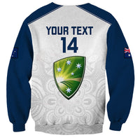 Personalised Australia Cricket Sweatshirt 2023 Ashes Go Aussie Indigenous Art - Wonder Print Shop