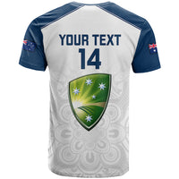 Personalised Australia Cricket T Shirt 2023 Ashes Go Aussie Indigenous Art - Wonder Print Shop