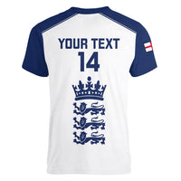 Personalised England Cricket Women V Neck T Shirt 2023 Ashes Sporty Version - Wonder Print Shop