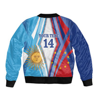 Custom Argentina and Cabo Verde Football 2026 Bomber Jacket La Albiceleste Tubaroes Azuis Together