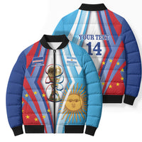 Custom Argentina and Cabo Verde Football 2026 Bomber Puffer Jacket La Albiceleste Tubaroes Azuis Together