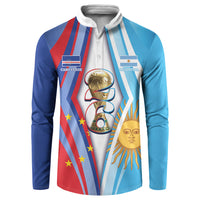 Custom Argentina and Cabo Verde Football 2026 Button Sweatshirt La Albiceleste Tubaroes Azuis Together