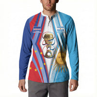 Custom Argentina and Cabo Verde Football 2026 Button Sweatshirt La Albiceleste Tubaroes Azuis Together