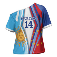 Custom Argentina and Cabo Verde Football 2026 Cross Shoulder Shirt La Albiceleste Tubaroes Azuis Together