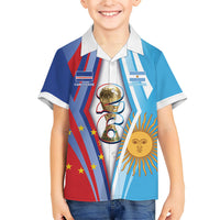 Custom Argentina and Cabo Verde Football 2026 Kid Hawaiian Shirt La Albiceleste Tubaroes Azuis Together