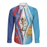 Custom Argentina and Cabo Verde Football 2026 Long Sleeve Button Shirt La Albiceleste Tubaroes Azuis Together