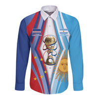 Custom Argentina and Cabo Verde Football 2026 Long Sleeve Button Shirt La Albiceleste Tubaroes Azuis Together