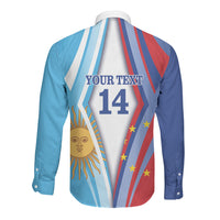 Custom Argentina and Cabo Verde Football 2026 Long Sleeve Button Shirt La Albiceleste Tubaroes Azuis Together