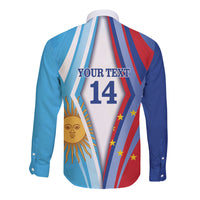Custom Argentina and Cabo Verde Football 2026 Long Sleeve Button Shirt La Albiceleste Tubaroes Azuis Together