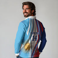Custom Argentina and Cabo Verde Football 2026 Long Sleeve Polo Shirt La Albiceleste Tubaroes Azuis Together