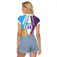 Custom Argentina and Cabo Verde Football 2026 Raglan Cropped T Shirt La Albiceleste Tubaroes Azuis Together
