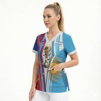 Custom Argentina and Cabo Verde Football 2026 Scrub Top La Albiceleste Tubaroes Azuis Together