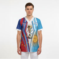 Custom Argentina and Cabo Verde Football 2026 Scrub Top La Albiceleste Tubaroes Azuis Together
