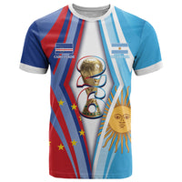 Custom Argentina and Cabo Verde Football 2026 T Shirt La Albiceleste Tubaroes Azuis Together