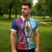 Custom Argentina and Cabo Verde Football 2026 Zipper Polo Shirt La Albiceleste Tubaroes Azuis Together