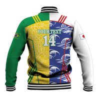 Custom Brazil and Japan Football 2026 Baseball Jacket Selecao Samurai Blue Together