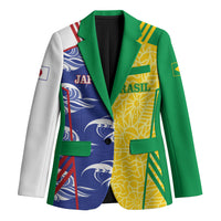 Custom Brazil and Japan Football 2026 Blazer Selecao Samurai Blue Together