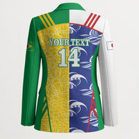 Custom Brazil and Japan Football 2026 Blazer Selecao Samurai Blue Together