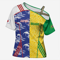 Custom Brazil and Japan Football 2026 Cross Shoulder Shirt Selecao Samurai Blue Together