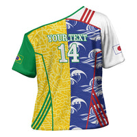 Custom Brazil and Japan Football 2026 Cross Shoulder Shirt Selecao Samurai Blue Together