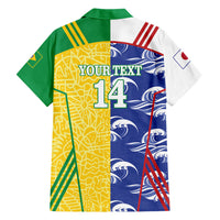 Custom Brazil and Japan Football 2026 Hawaiian Shirt Selecao Samurai Blue Together