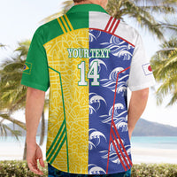 Custom Brazil and Japan Football 2026 Hawaiian Shirt Selecao Samurai Blue Together