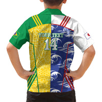 Custom Brazil and Japan Football 2026 Hawaiian Shirt Selecao Samurai Blue Together