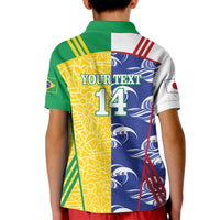 Custom Brazil and Japan Football 2026 Kid Polo Shirt Selecao Samurai Blue Together