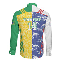 Custom Brazil and Japan Football 2026 Long Sleeve Button Shirt Selecao Samurai Blue Together