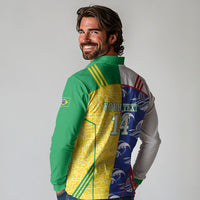 Custom Brazil and Japan Football 2026 Long Sleeve Polo Shirt Selecao Samurai Blue Together
