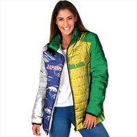 Custom Brazil and Japan Football 2026 Padded Jacket Selecao Samurai Blue Together