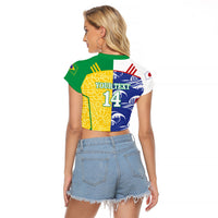 Custom Brazil and Japan Football 2026 Raglan Cropped T Shirt Selecao Samurai Blue Together
