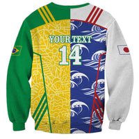 Custom Brazil and Japan Football 2026 Sweatshirt Selecao Samurai Blue Together