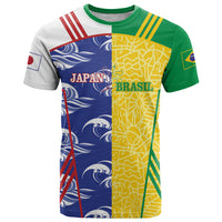 Custom Brazil and Japan Football 2026 T Shirt Selecao Samurai Blue Together