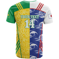Custom Brazil and Japan Football 2026 T Shirt Selecao Samurai Blue Together